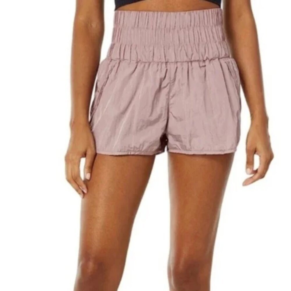 FP Movement Free People The Way Home Shorts Mauve Smocked High Waist Medium
